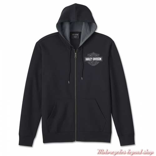 Sweatshirt Spirit Of Freedom Harley-Davidson homme, noir, zip, capuche, aigle, coton, poly, 96523-24VM