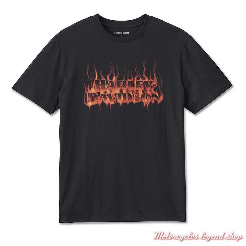 T- shirt Rhodonite Flames Harley-Davidson homme, noir, coton, manches courtes, 96533-24VM