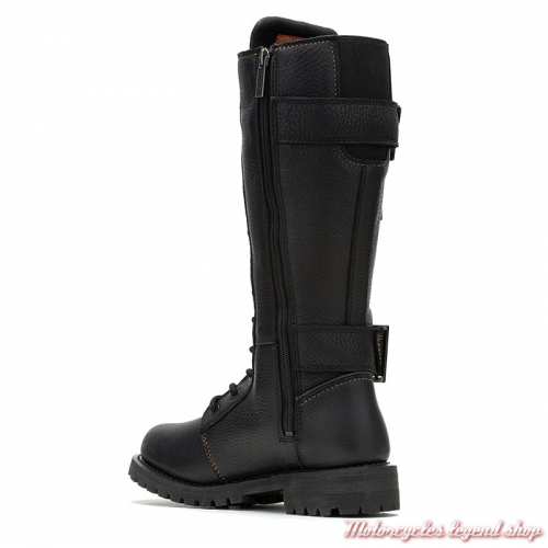 Bottes Belhaven waterproof Harley-Davidson femme, cuir noir, à lacets, surpiqures, dos, D86231