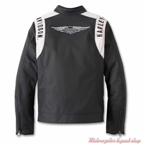 Blouson textile 120th Anniversary Imprint Harley-Davidson femme, nylon, noir, blanc, CE, dos, 97174-23EW