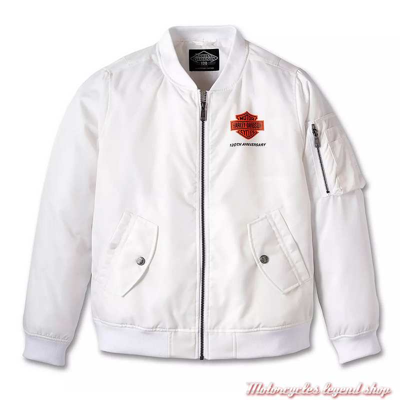 Bombers 120th Anniversary Blanc Harley Davidson femme Motorcycles Legend shop