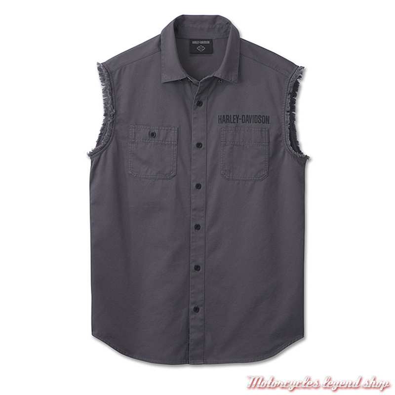 Chemisette Bar & Shield sans manche Harley-Davidson homme, gris, coton, 96567-24VM