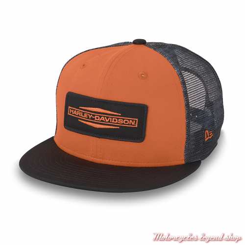 Casquette Trucker Stacked 9FIFTY Harley-Davidson, noir, orange, 97607-25VM