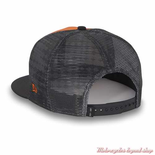 Casquette Trucker Stacked 9FIFTY Harley-Davidson, noir, orange, dos, 97607-25VM