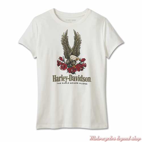 Tee-shirt Forever Harley-Davidson femme, aigle, blanc, manches courtes, coton, 96074-25VW