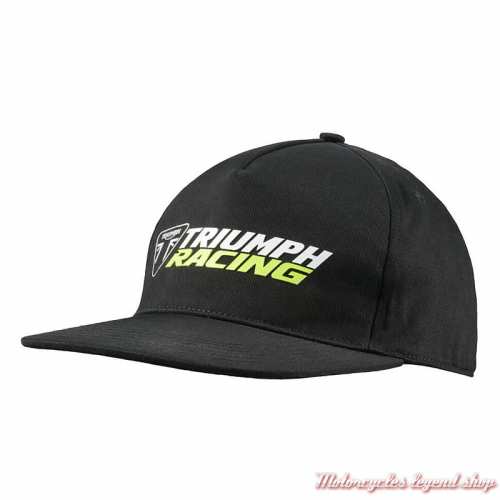 Casquette Racing Triumph, visière plate, noir, fluo, coton, réglable, MCAS25203
