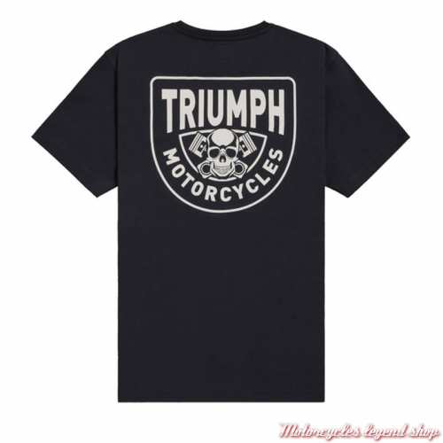 Tee-shirt Piston Rich homme Triumph, manches courtes, noir, coton, dos, MTSS25104