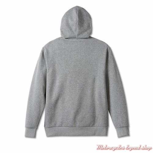 Sweatshirt Bar &amp; Shield Tech Harley-Davidson homme, à capuche, gris chiné, coton, poly, dos, 96026-24VM