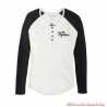 Tee-shirt Henley Silver Wing Harley-Davidson femme, noir, blanc, manches longues, coton, modal, 96450-23VW
