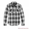 Chemise à carreaux Retro Winged Harley-Davidson femme, noir, blanc, coton flanelle, brodée, 96478-23VW