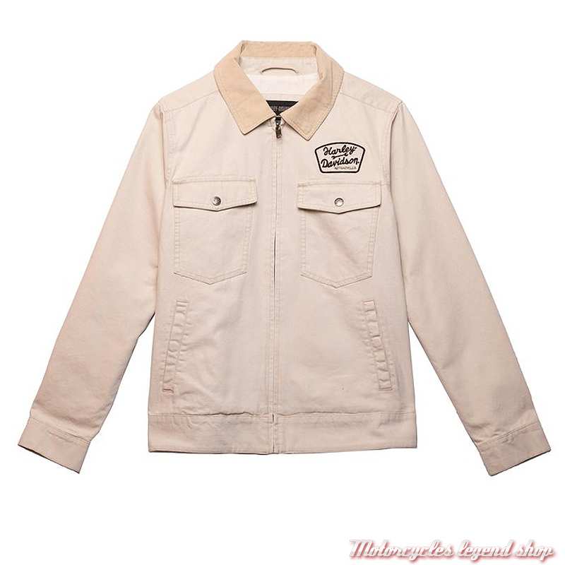 Blouson zippé Mechanic Canvas Harley-Davidson femme, écru, col velours, 97416-23VW