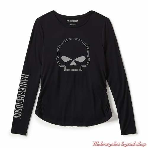 Tee-shirt Willie G Skull Harley-Davidson femme, noir, manches longues, rayonne, 96433-25VW