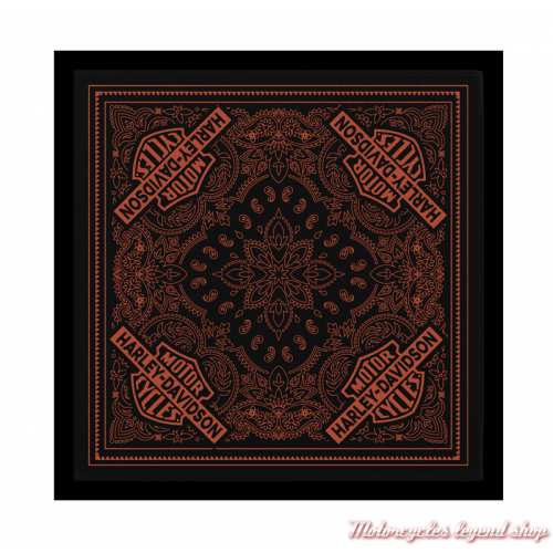 Bandana Bar & Shield Classic Harley-Davidson, noir, orange, coton, 55x55 cm, 97696-25VX