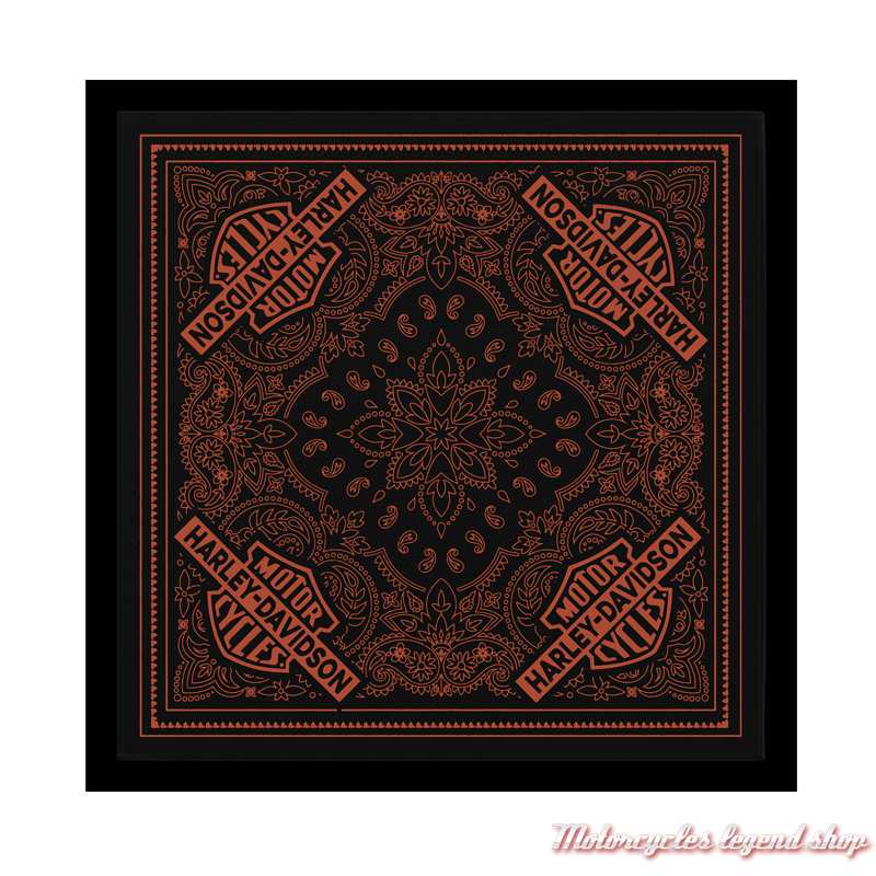 Bandana Bar & Shield Classic Harley-Davidson, noir, orange, coton, 55x55 cm, 97696-25VX