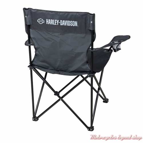 Chaise de camping Harley-Davidson, pliante, noir, dos, HDL-10027