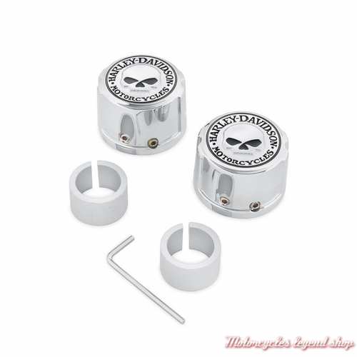 Caches écrous axes de roue avant Willie G. Harley-Davidson chrome, 43163-08A