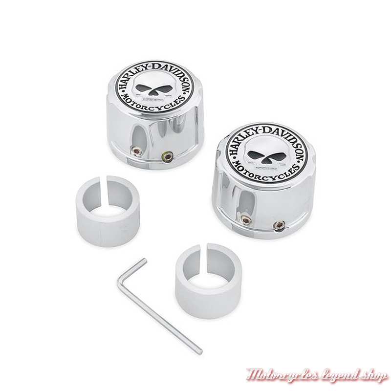 Caches écrous axes de roue avant Willie G. Harley-Davidson chrome, 43163-08A