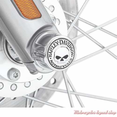 Caches écrous axes de roue avant Willie G. Harley-Davidson chrome, visuel, 43163-08A