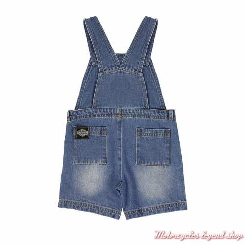 Ensemble salopette short denim bleu, dos Harley-Davidson