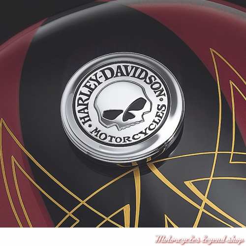 Medaillon de bouchon de réservoir Skull Harley-Davidson, chrome, auto adhésif, visuel, 99670-04