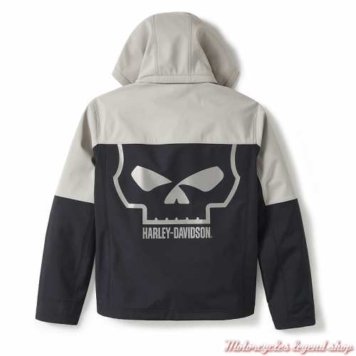 Blouson Soft Shell Willie G. déperlant Harley-Davidson homme, noir et gris, polyester, dos, 97413-25VM