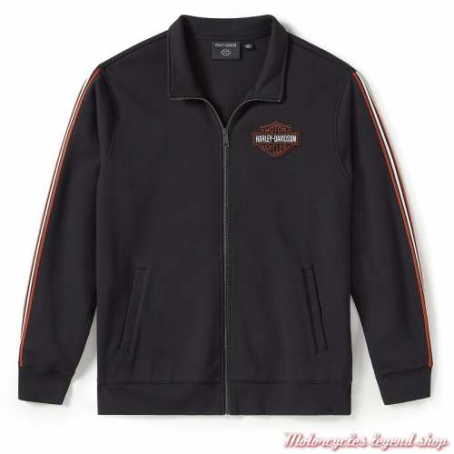 Sweatshirt Essential Fleece Harley-Davidson homme, zippé, sans capuche, noir, coton/poly, 96364-25VM 