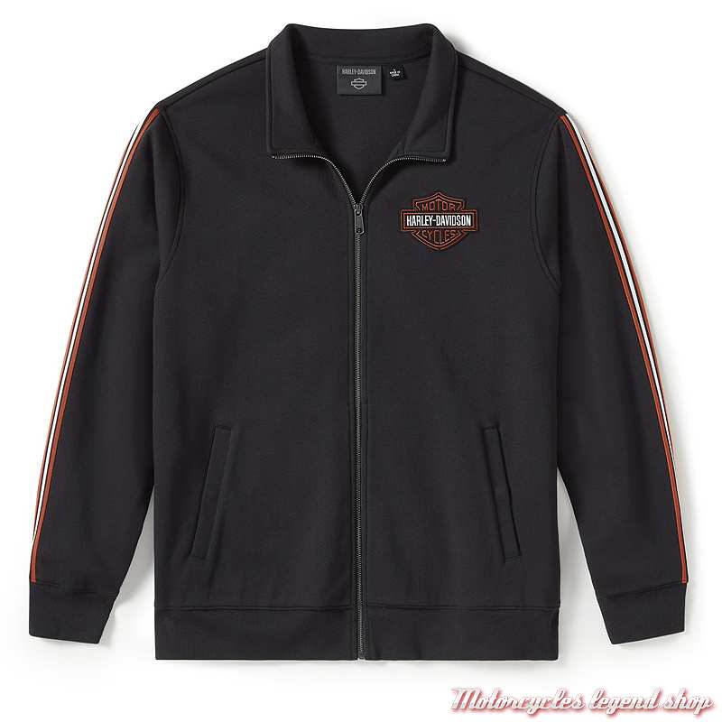 Sweatshirt Essential Fleece Harley-Davidson homme, zippé, sans capuche, noir, coton/poly, 96364-25VM 