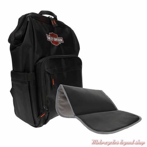 Sac à dos pour langer bébé Harley-Davidson, noir, nylon, tapis, 7150914