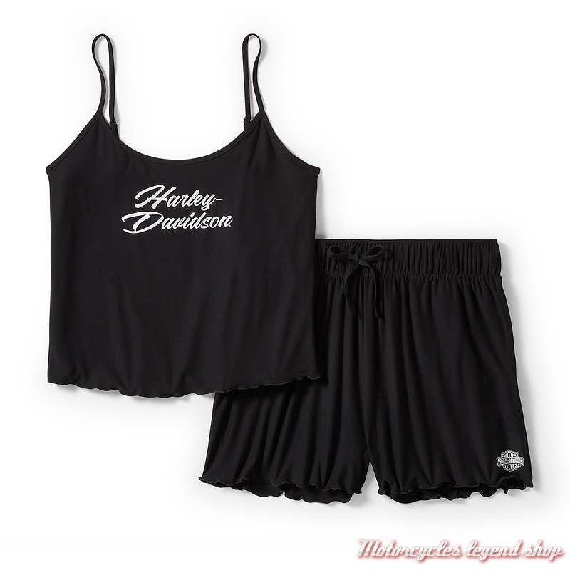 Pyjama short et débardeur Harley-Davidson femme, noir, polyester, 96524-25VW