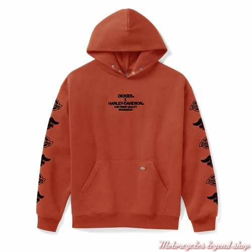 Sweatshirt orange vintage Eagle Collab Dickies x Harley-Davidson unisexe, à capuche, coton, poly, 96566-25VX