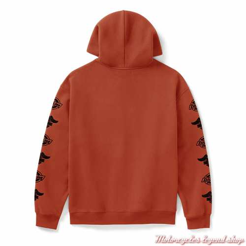 Sweatshirt orange vintage Eagle Collab Dickies x Harley-Davidson unisexe, à capuche, coton, poly, dos, 96566-25VX