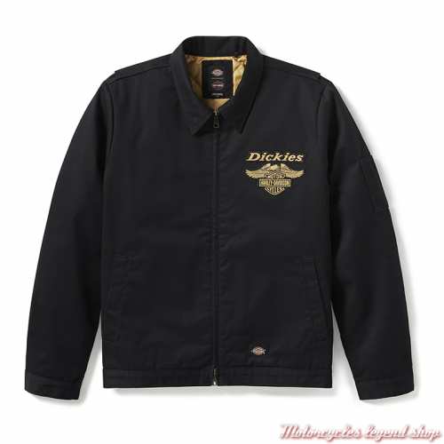 Veste textile Dickies x Harley-Davidson homme, zip, noir, col chemise, poly, coton, 97426-25VM