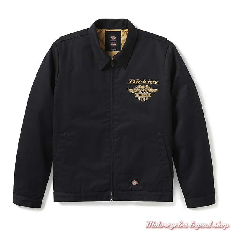 Veste textile Dickies x Harley-Davidson homme, zip, noir, col chemise, poly, coton, 97426-25VM