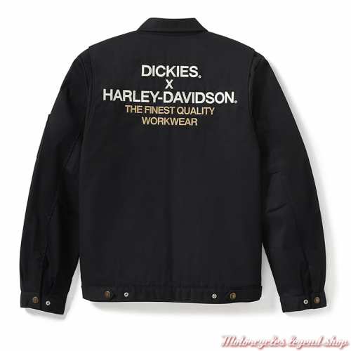 Veste textile Dickies x Harley-Davidson homme, zip, noir, col chemise, poly, coton, dos, 97426-25VM