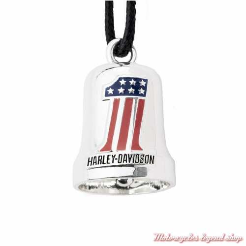 Clochette Number 1 couleur drapeau USA, métal argenté, Harley Davidson 34M00020