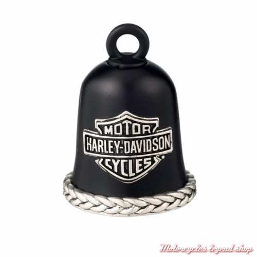 Clochette noir mat Bar & Shield silver Harley-Davidson, tressé argenté, 34M00097