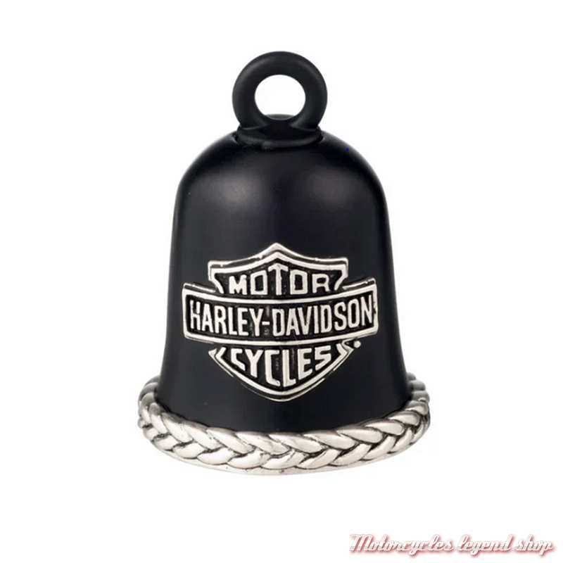 Clochette noir mat Bar & Shield silver Harley-Davidson, tressé argenté, 34M00097