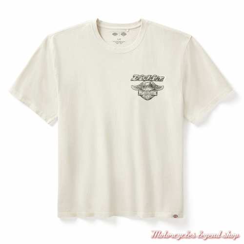 Tee-shirt Dickies x Harley-Davidson homme, V-Twin, écru, manches courtes, coton, 96571-25VM