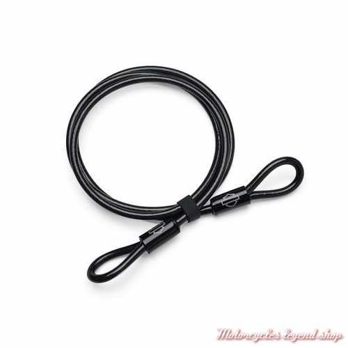 Cable de sécurité enroulé à 2 boucles Harley-Davidson, vinyle noir, 213 cm, 94871-10A