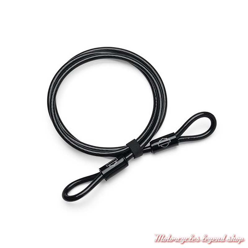 Cable de sécurité enroulé à 2 boucles Harley-Davidson, vinyle noir, 213 cm, 94871-10A