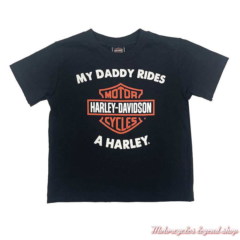 Tee-shirt My Daddy Rides Harley-Davidson garçon, noir, manches courtes, coton, 1579501