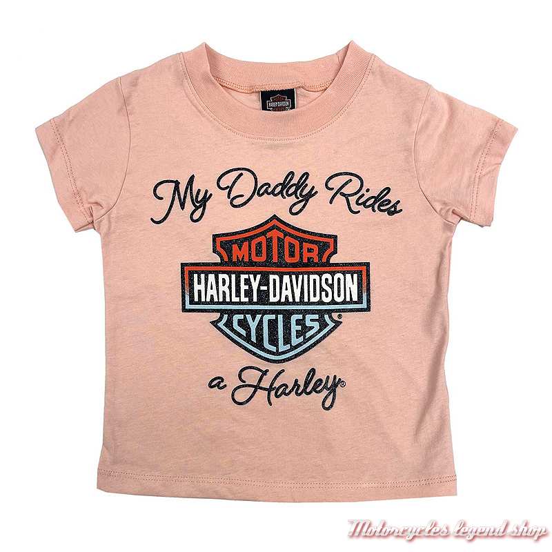 Tee-shirt My Daddy Rides Harley-Davidson fille, rose, manches courtes, coton, 1529502