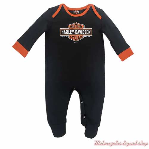 Pyjama grenouillère bébé garçon Harley-Davidson, coton, noir, orange, 3059303