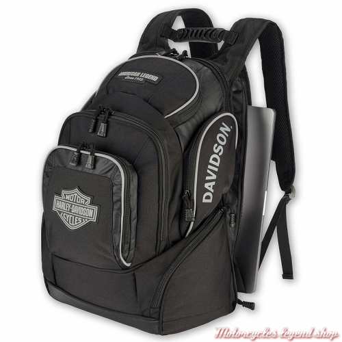Sac à dos Bar &amp; Shield black/grey, nylon, poche PC portable, Harley-Davidson 90231-BLACK/SILVER