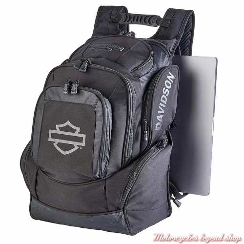 Sac à dos Bar &amp; Shield black Harley-Davidson nylon, poche dos, 90231-BLK/BLK