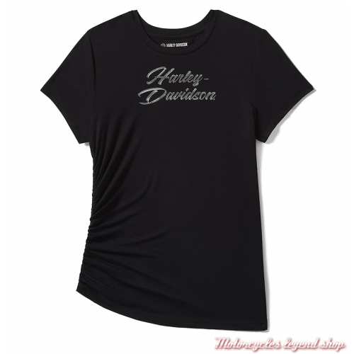 Tee-shirt Essential Bling Harley-Davidson femme, noir, manches courtes, col rond, rayonne, 96444-25VW