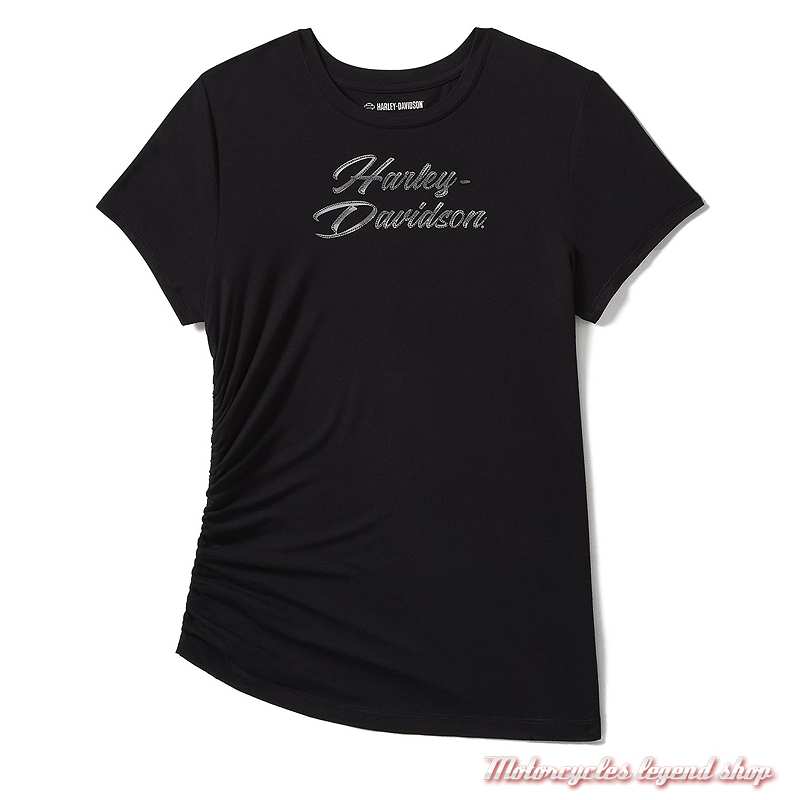 Tee-shirt Essential Bling Harley-Davidson femme, noir, manches courtes, col rond, rayonne, 96444-25VW