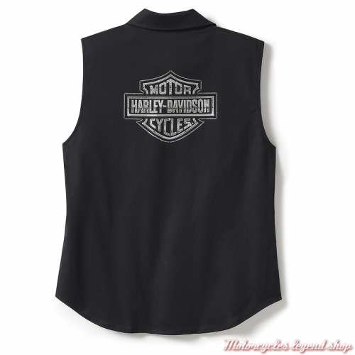 Chemisier sans manche Essential Bling Harley-Davidson femme, noir, coton tencel, dos, 96553-25VW 