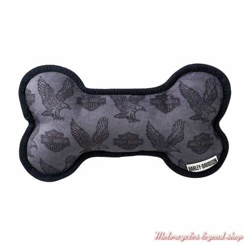Jouet Os Harley-Davidson, noir, gris, polyester, 23 x 13 cm, HDX-90225