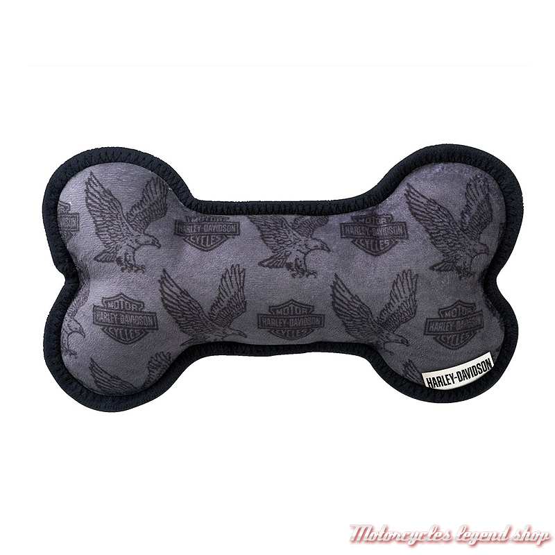 Jouet Os Harley-Davidson, noir, gris, polyester, 23 x 13 cm, HDX-90225